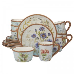 August Grove Fritch Herb Blossoms 16 Piece Dinnerware Set, Service for 4 CEI4764